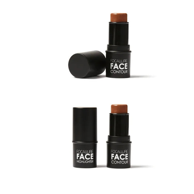 Face contour highlighter makeup product shown in four shade options A, B, C, D for sculpting features.