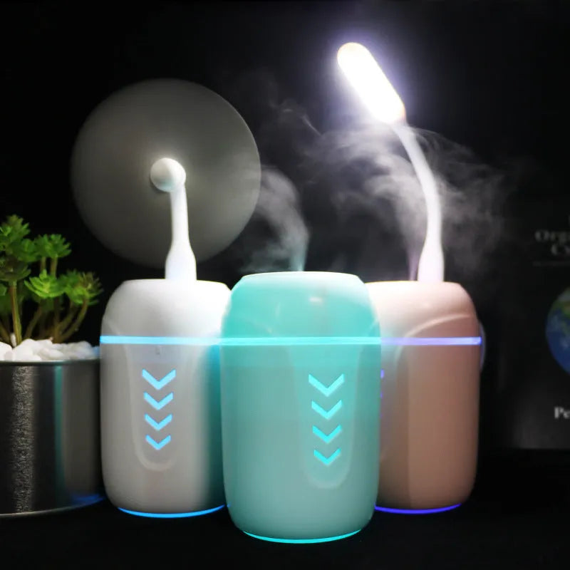 X3 portable car humidifier in columnar design with blue colour option showing mist outlet