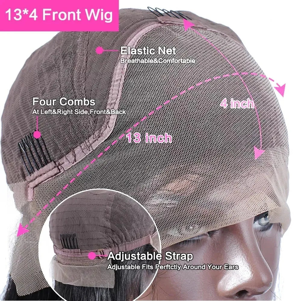 Curly human hair lace front wig on a stand, showing hand-woven construction and long curls.