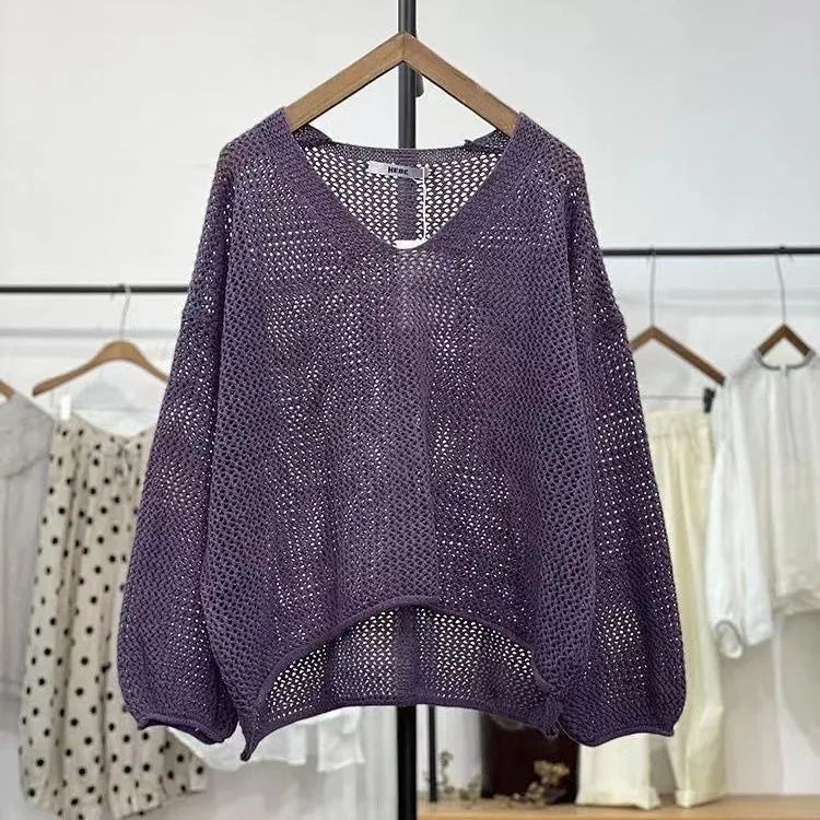 Loose polyester mesh sun protection top with princess sleeves in Chinese style, available in multiple colours and sizes