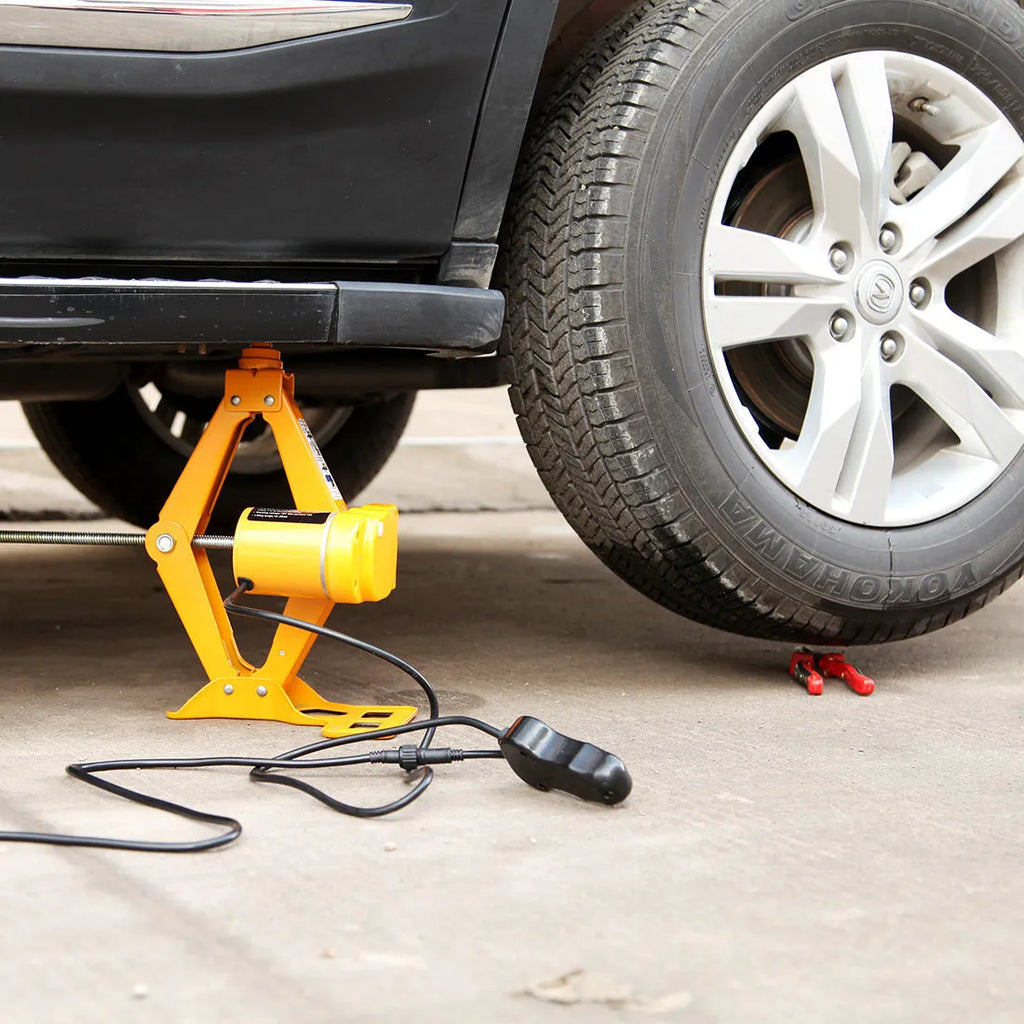 Electric hydraulic jack kit with 2 tonne capacity and 120-350mm height range