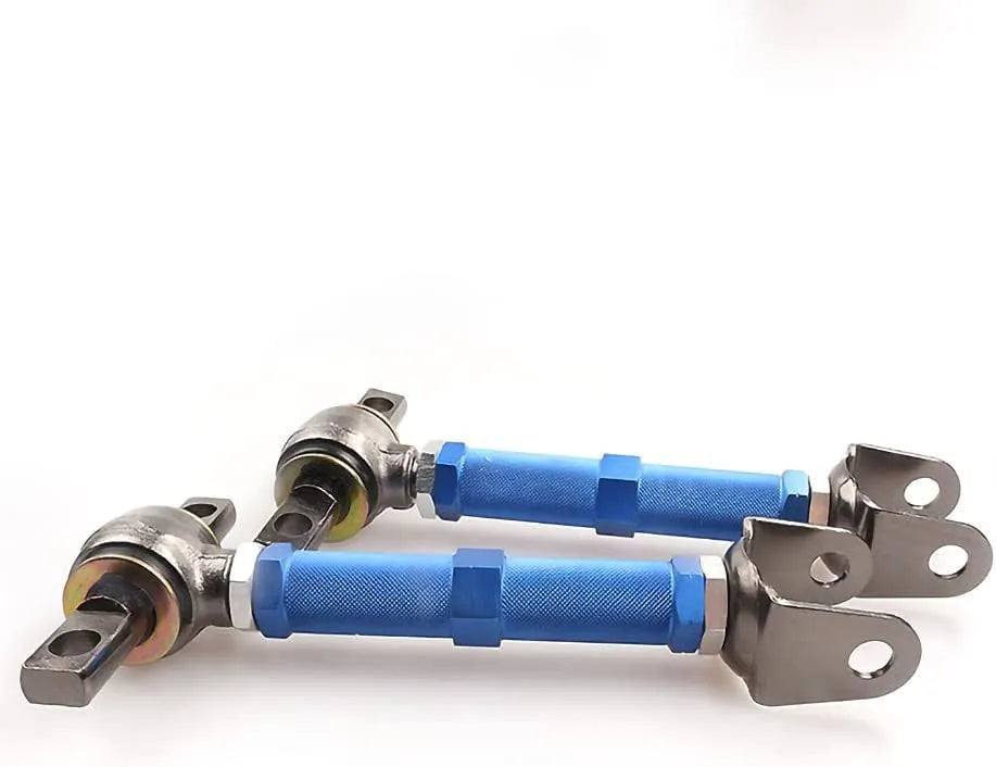 Blue aluminium alloy rear wheel recliner ES bone kit for Honda Civic EP3 suspension modification.