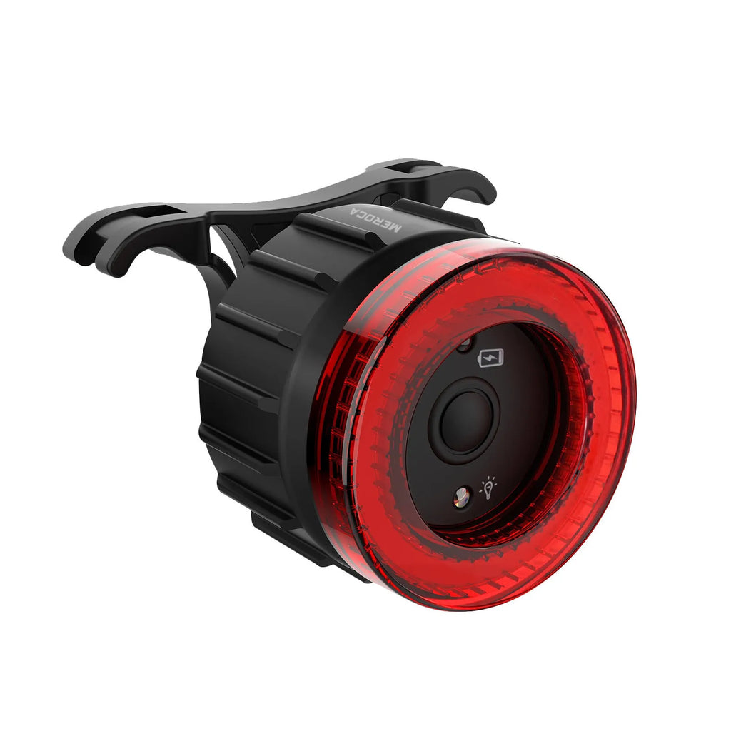 Black intelligent induction brake bicycle taillight with aluminium alloy construction and dual mounting brackets