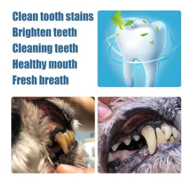 Yegbong pet teeth whitening pen for dogs and cats with dental brushes, showing dual-chamber 3ml+3ml design