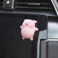 Set of eight different cartoon pig resin figurines for car dashboard decoration