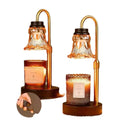 Bamboo holder aromatherapy wax melting lamp with adjustable height up to 30.5cm