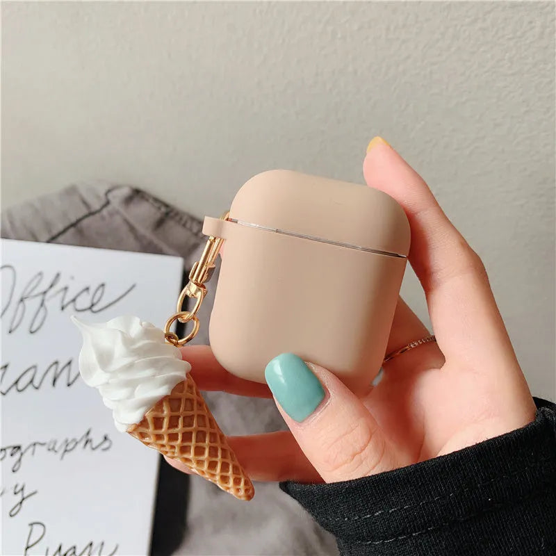 Cylinder ice cream design silicone case for Apple AirPods 2 wireless earphones in assorted colours