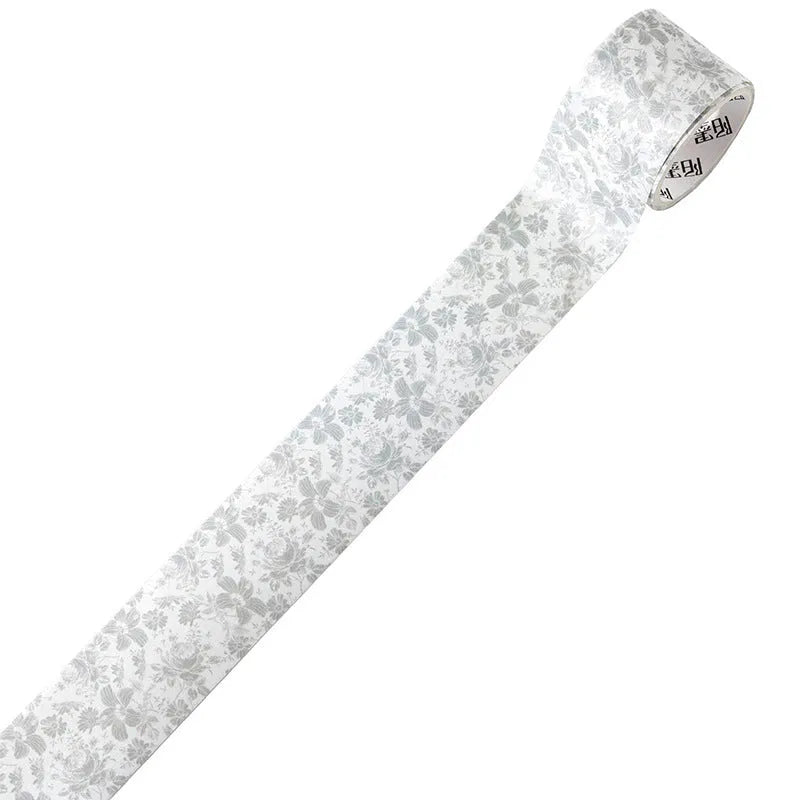 Roll of vintage floral watercolour decorative tape on a Japanese paper base, showing designs like Fog Mountain Forest.