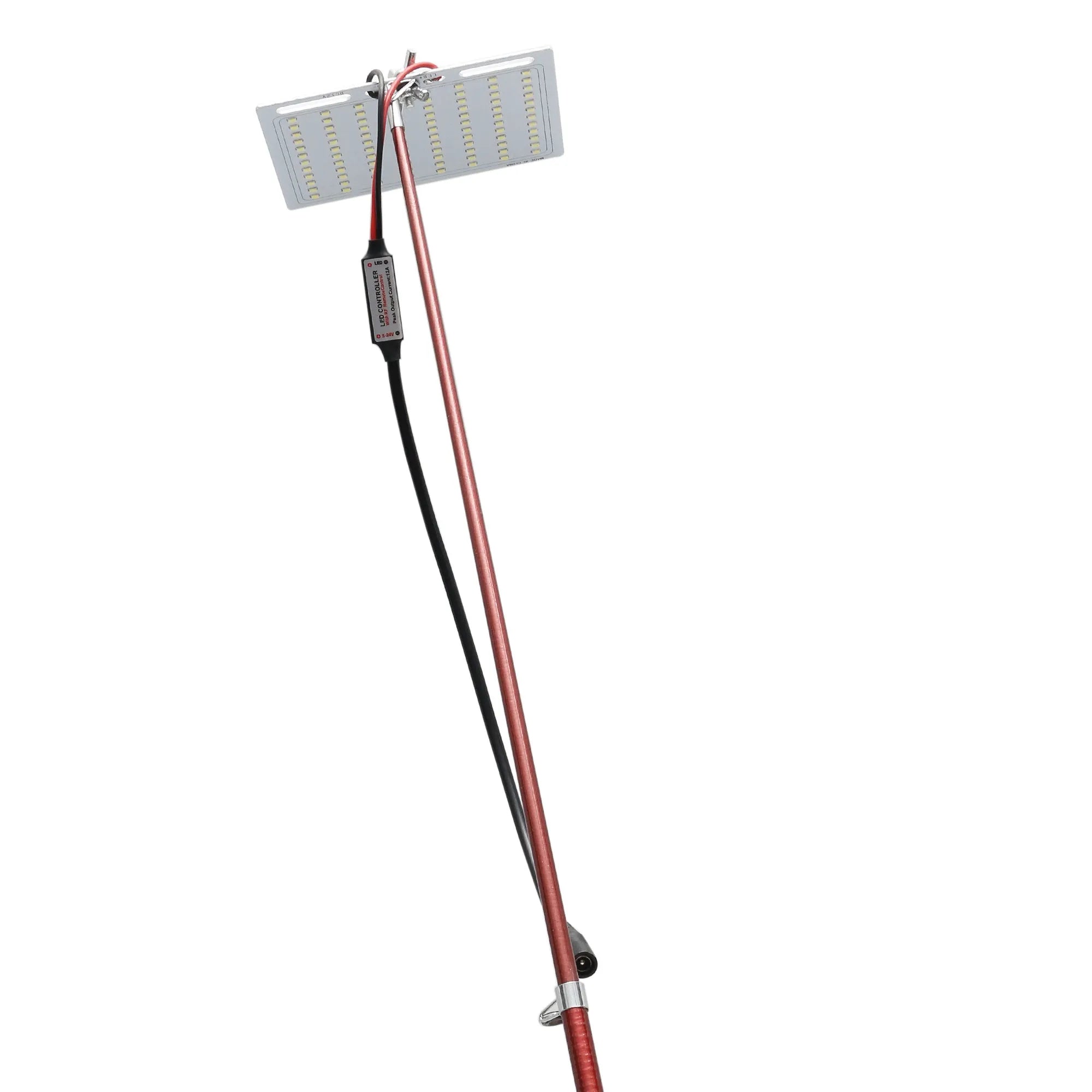 LED fishing rod light with telescopic pole and remote control for night fishing illumination