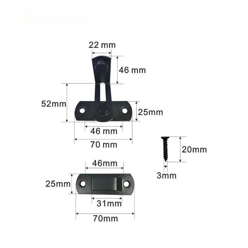 90 degree warehouse hook sliding door lock with black carbon steel and stainless steel construction