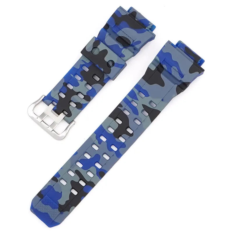 Camouflage TPU watch strap with silver buckle for single hair watch systems