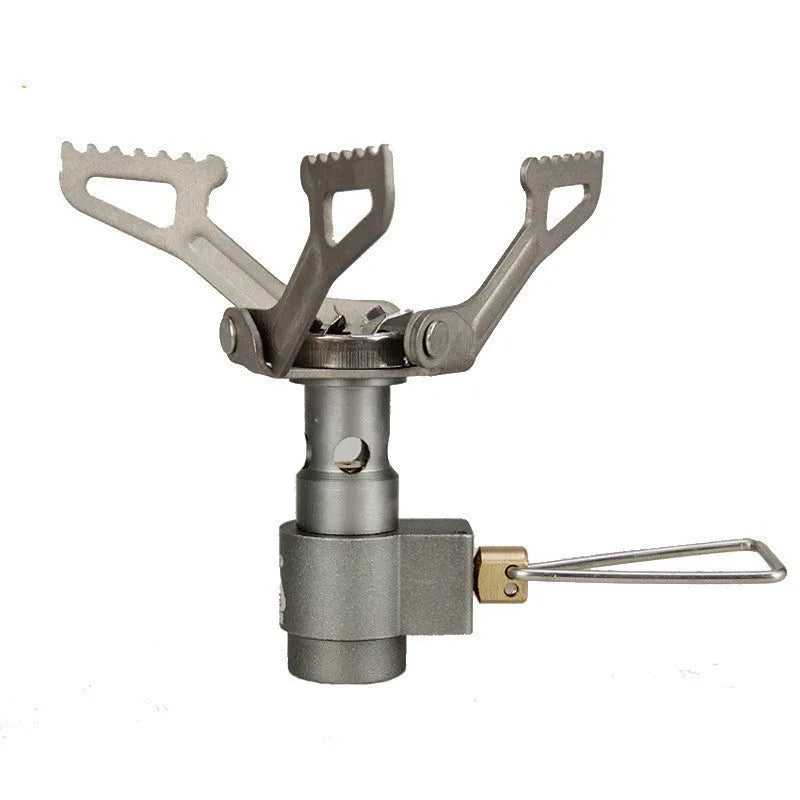 Portable gas camping stove with one-piece furnace design for outdoor use