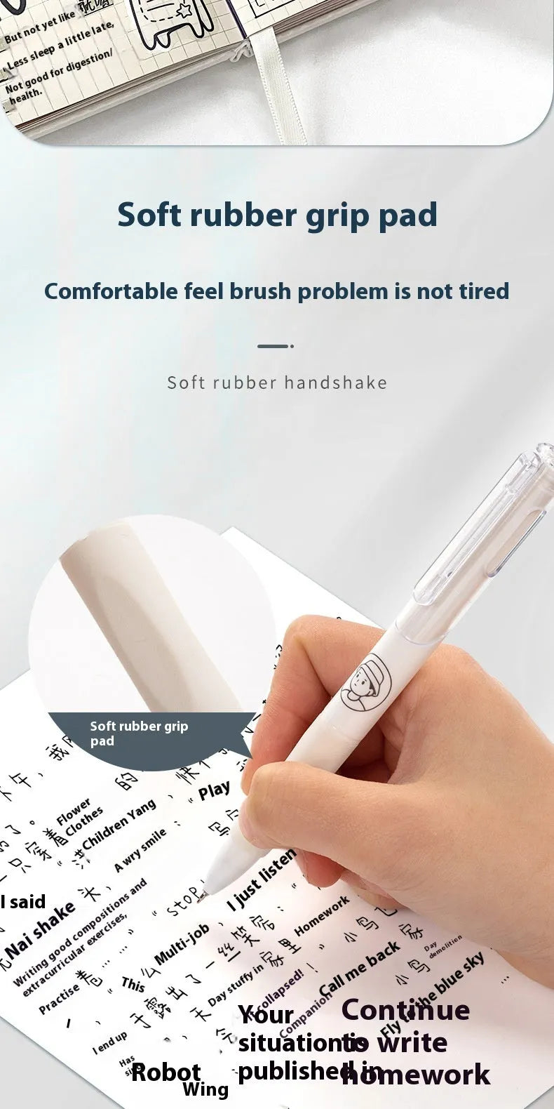 Five black ballpoint pens with 0.5mm tips for quick-drying writing