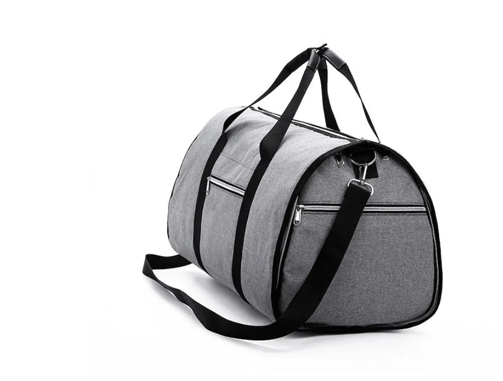 Medium cylinder travel bag in black with Oxford cloth water-resistant material and zipper opening