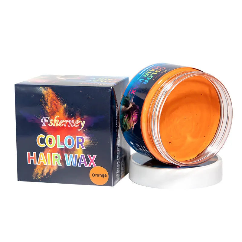 120g hair styling clay pot in one of nine colours: white, orange, red, yellow, blue, green, purple, rose, or granny grey