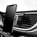 Glossy black car phone holder with air vent clip mount and adjustable smartphone cradle