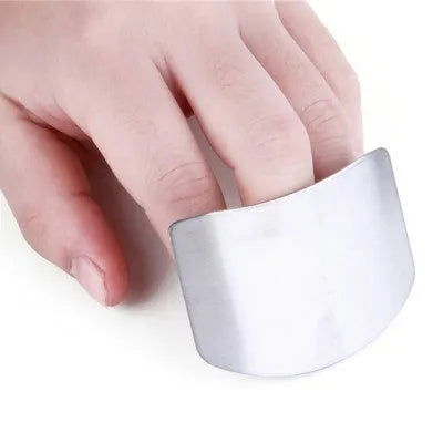 Stainless steel finger guard for kitchen safety during vegetable cutting and food preparation