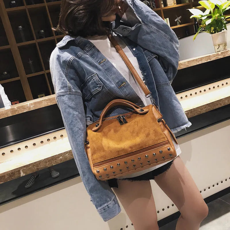 Soft PU leather women's tote shoulder bag in black, brown, or grey colour, showing large capacity and shoulder straps.