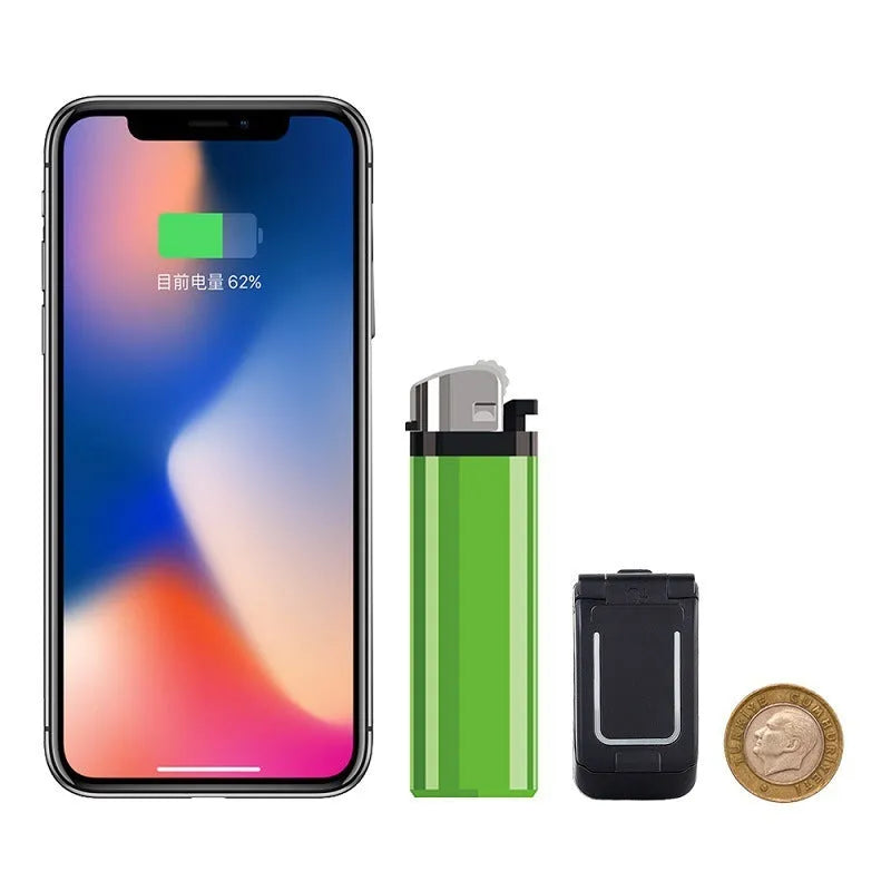 Mini flip phone in six colours with flip cover open showing small screen