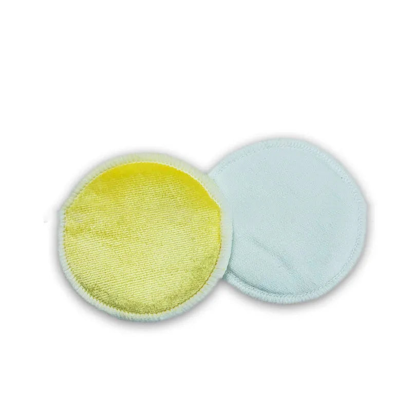 Water pink and light blue velvet makeup remover pads in 8cm size with cotton mesh storage bag