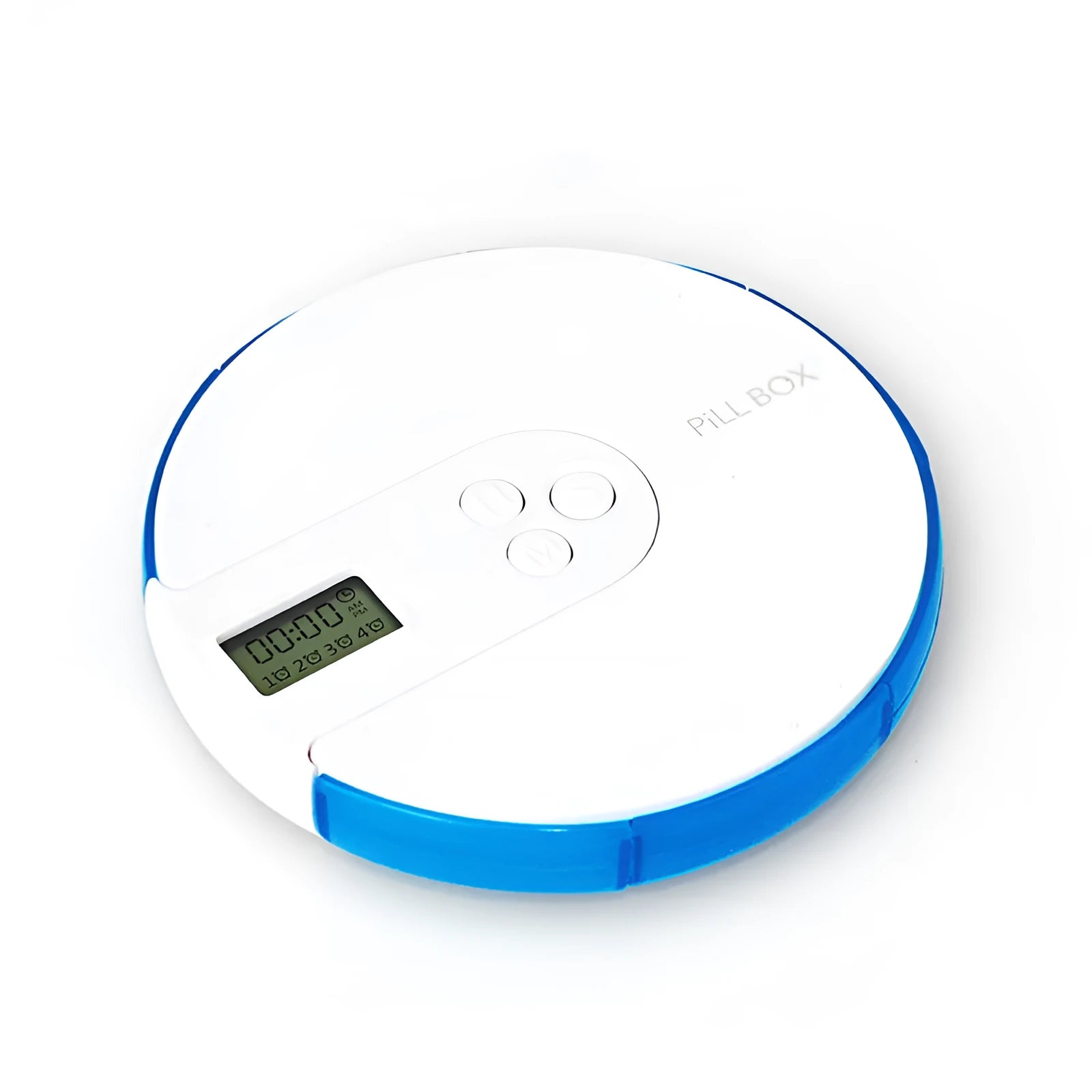 7-compartment alarm clock pill dispenser with medication reminders in multiple colour options
