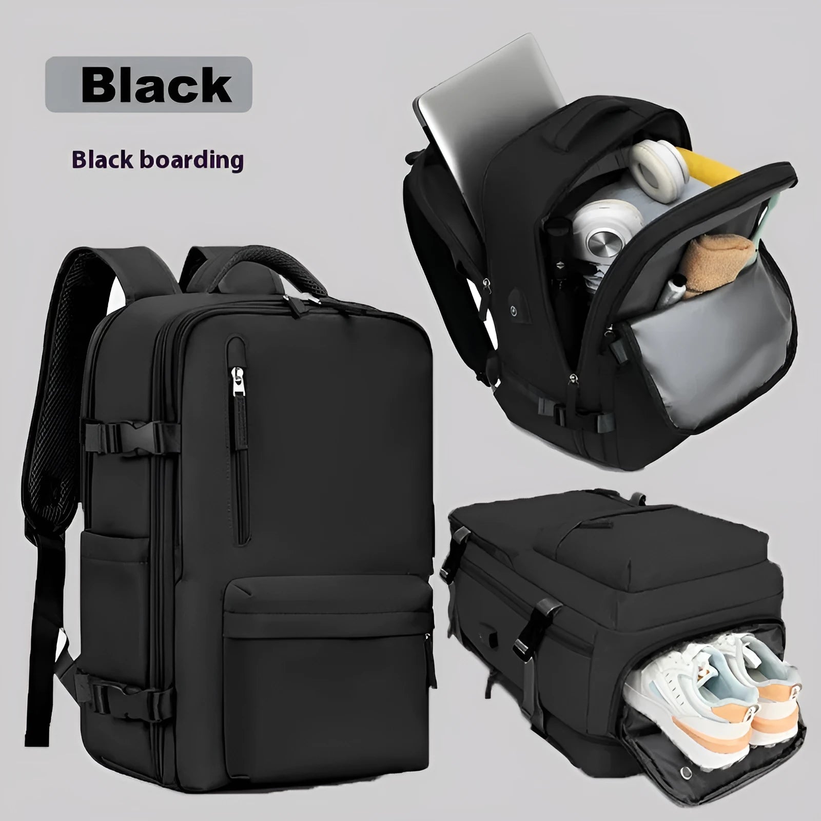 Women's large capacity Oxford cloth luggage backpack with curved straps in light grey colour