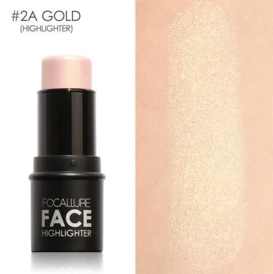 Face contour highlighter makeup product shown in four shade options A, B, C, D for sculpting features.