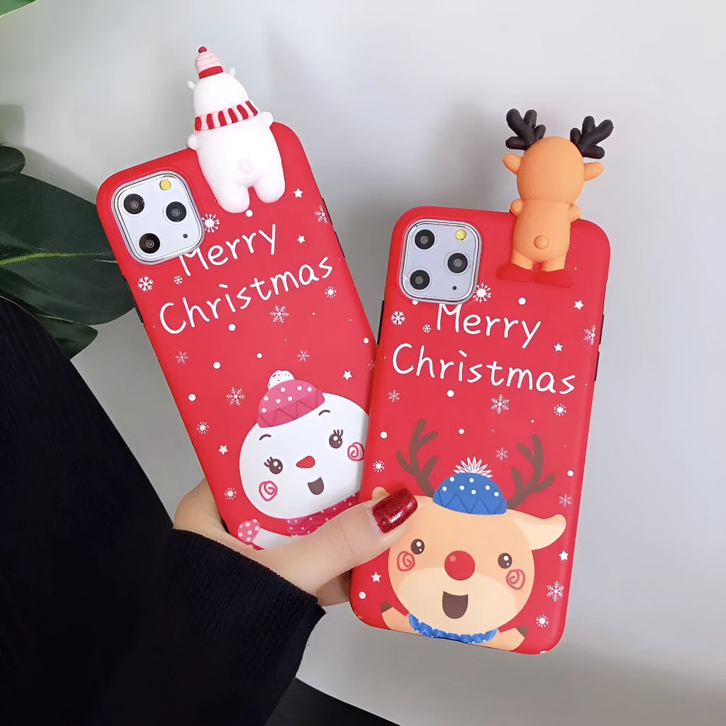 Christmas themed silicone phone case for iPhone with holiday designs