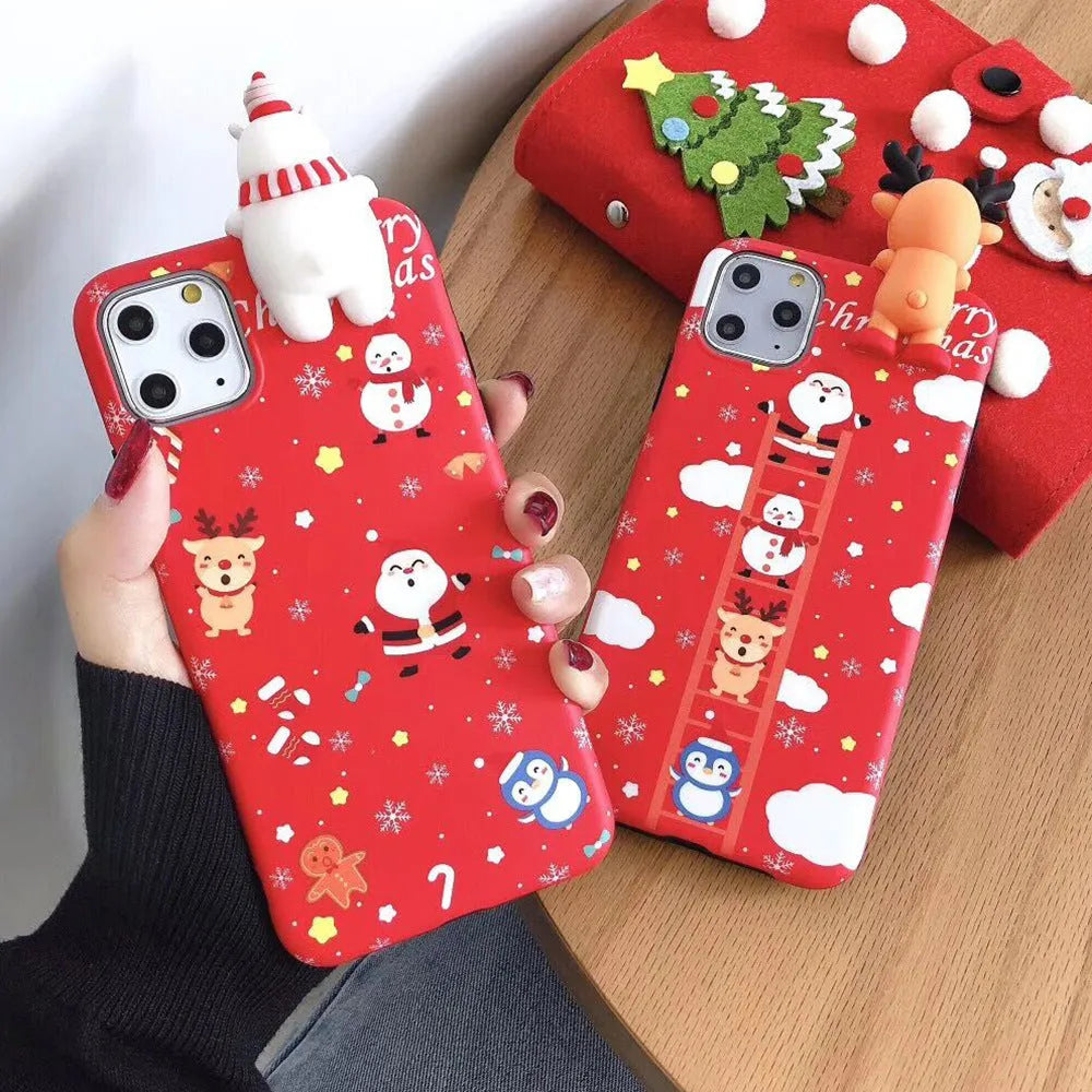 Christmas themed silicone phone case for iPhone with holiday designs