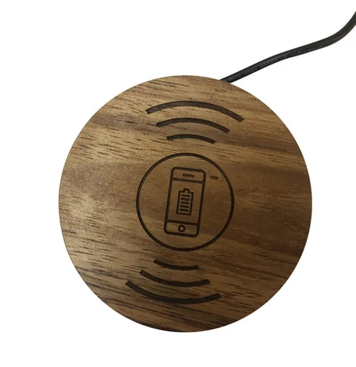 60mm round wireless charger for embedded furniture installation with Qi charging