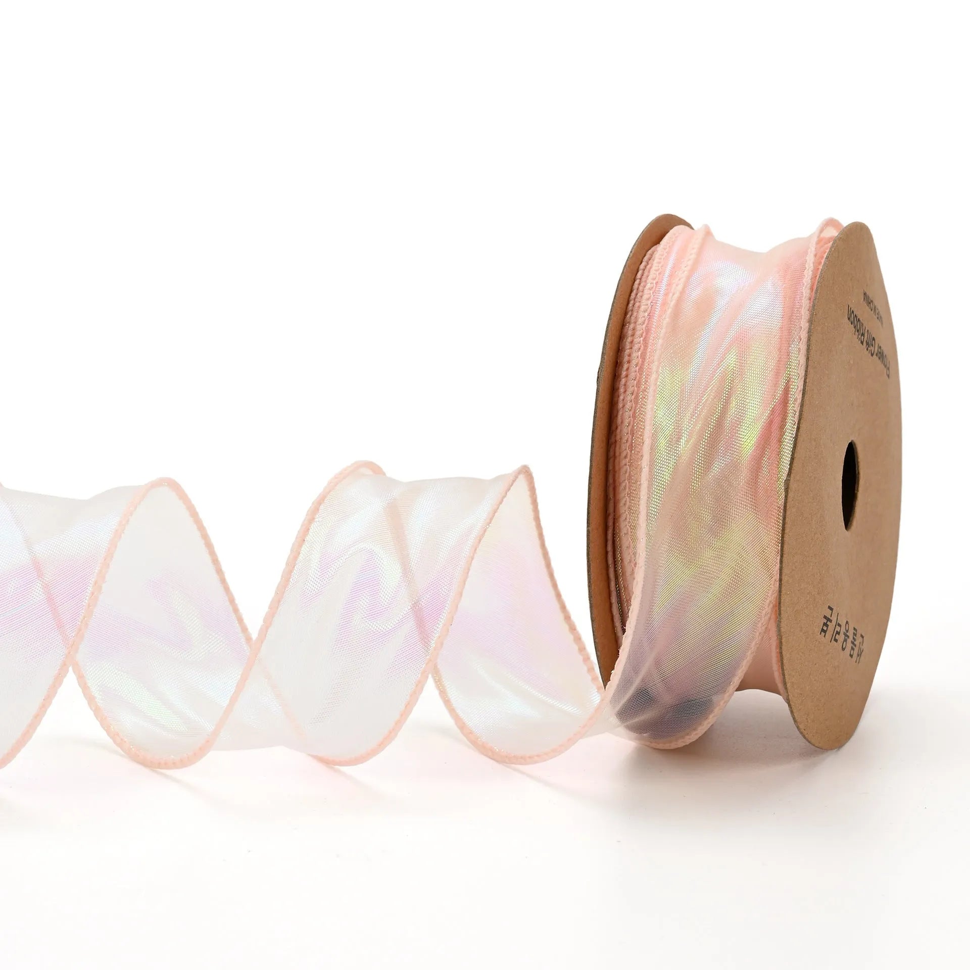 Roll of 4cm wide mesh fishtail yarn floral wave ribbon in multiple illusion colours.