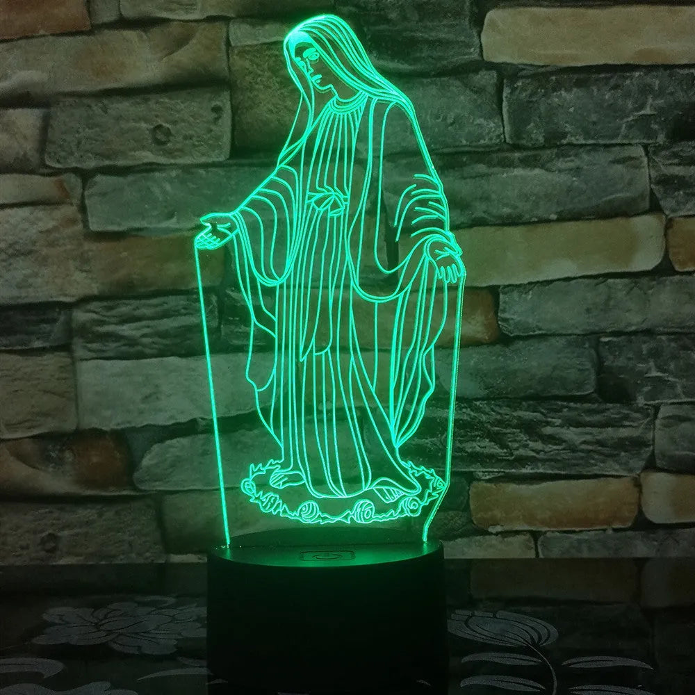 3D LED night light with colourful dual-ring pattern on a thin acrylic panel and ABS base.