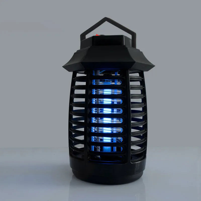 Black aromatherapy mosquito killer lamp with a decorative glow, shown with AU, EU, UK, and US plug options.