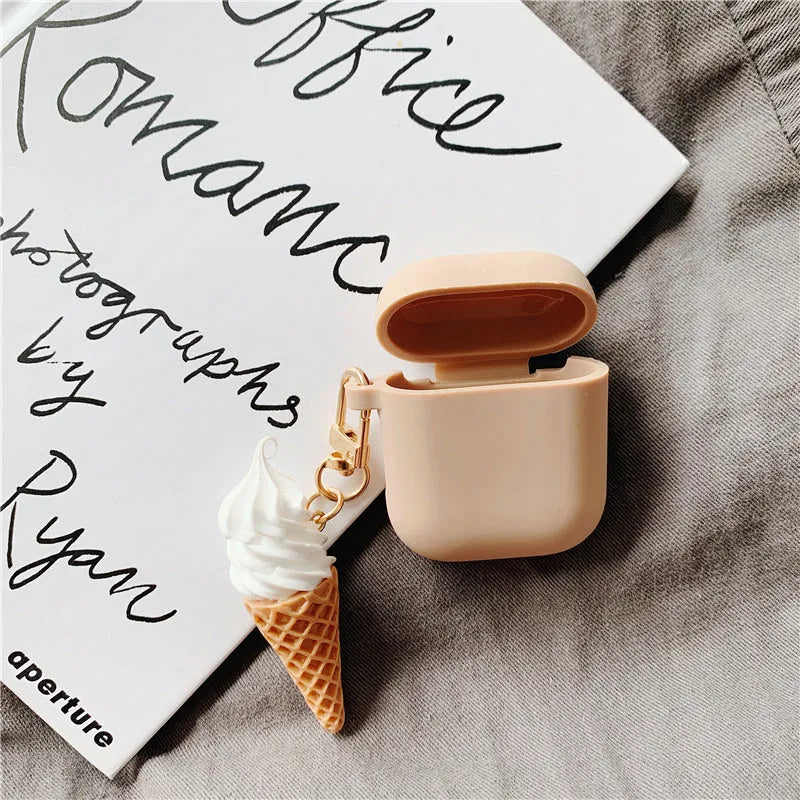 Cylinder ice cream design silicone case for Apple AirPods 2 wireless earphones in assorted colours