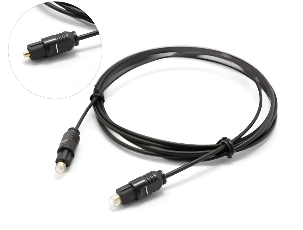 OD2.2 digital audio optical fibre cable with PVC jacket shown in multiple available lengths.