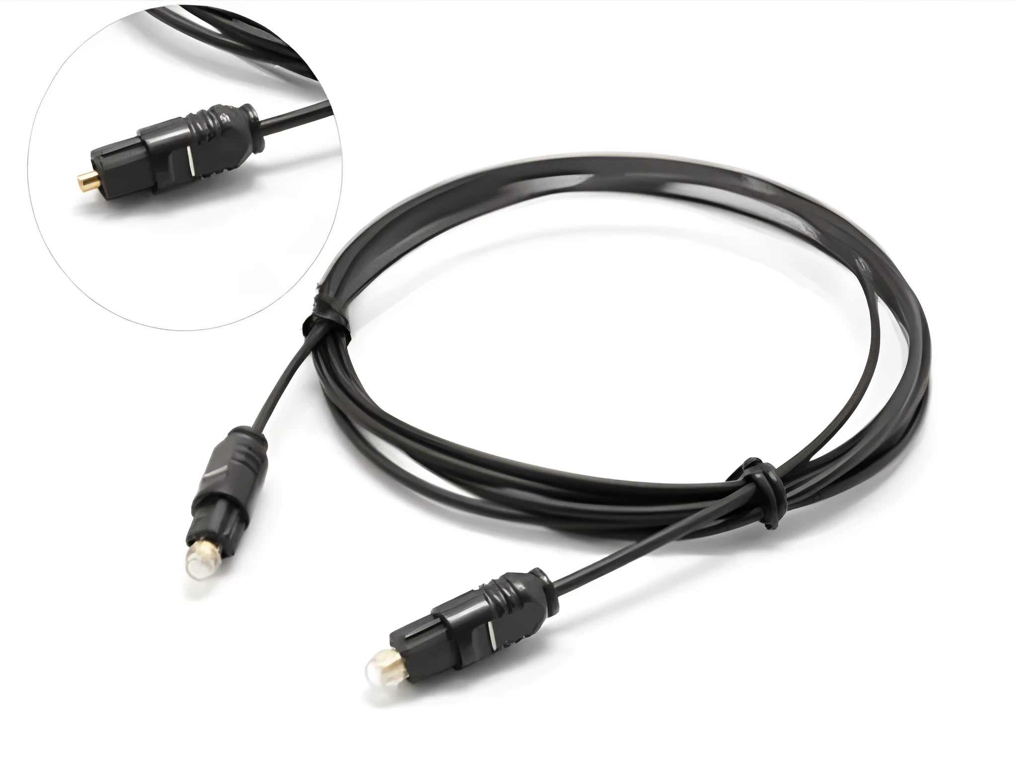 OD2.2 digital audio optical fibre cable with PVC jacket shown in multiple available lengths.