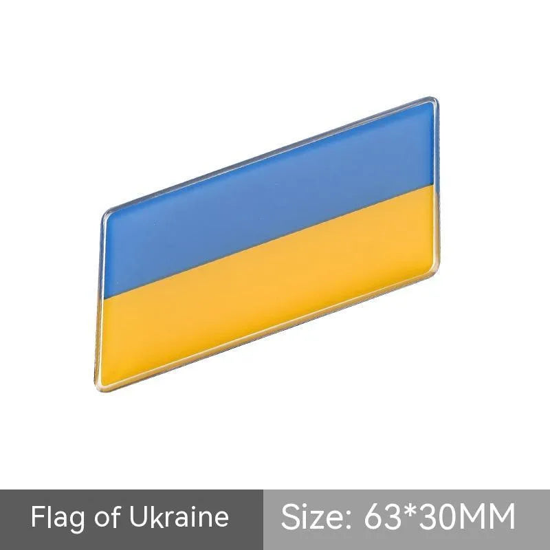 Aluminium car sticker flag emblem showing national flag design in parallelogram shape