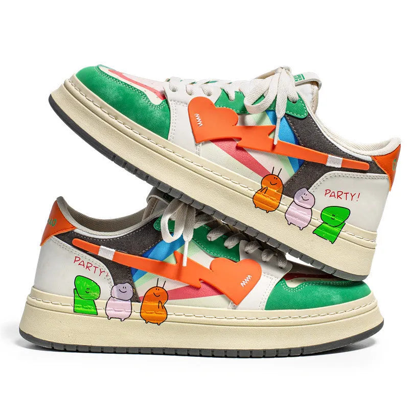 Men's plain lace-up sneakers in Rainbow White Blue colour on a white background
