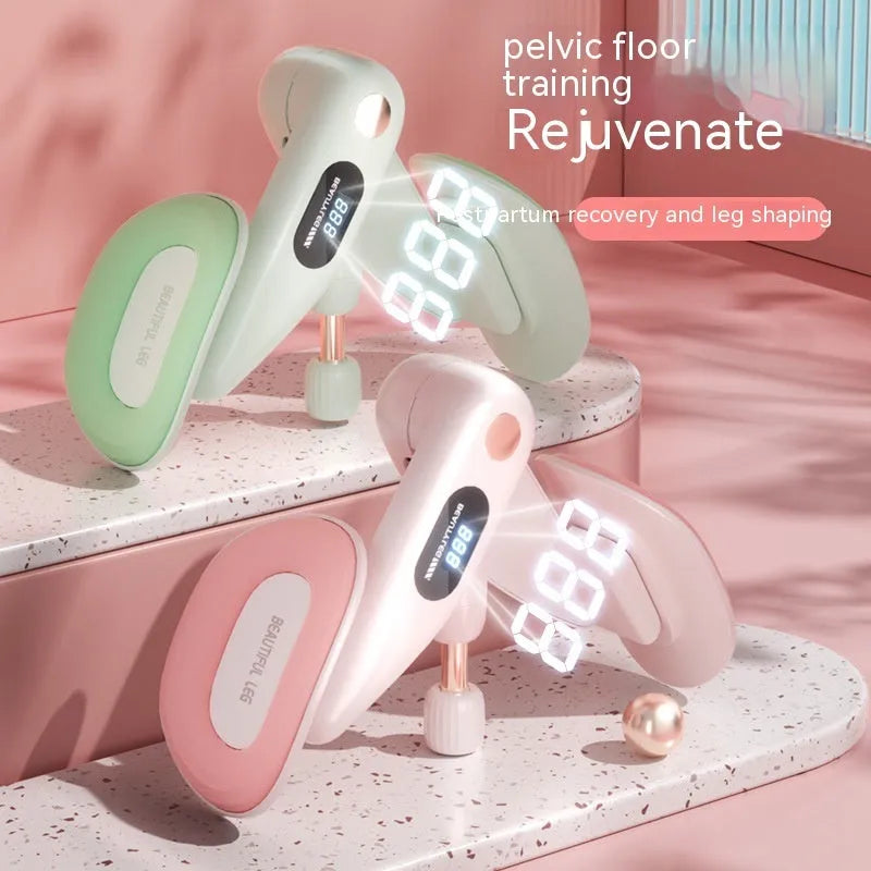 Gray pelvic floor muscle trainer with counting device and ABS spring foam construction
