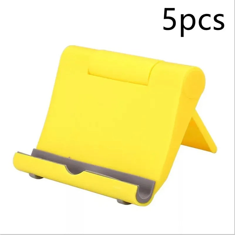 Black PE folding phone and tablet stand shown at an angle on a white background.