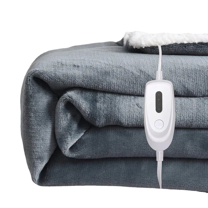 USB electric heating blanket with flannel fabric in brown and white colours