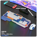Blue and grey wired gaming keyboard and mouse combo with 1.5 metre cable