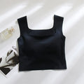 Women's non-marking nylon sling vest with chest pad in light blue, shown from the back.