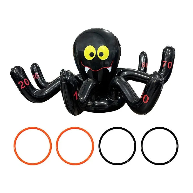 PVC inflatable throwing toy showing octopus, antlers, witch hat, spider, Santa Claus, and rabbit ear styles for Ghost Festival games