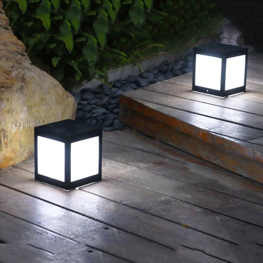 Solar garden lights with LED illumination for outdoor courtyards and tables