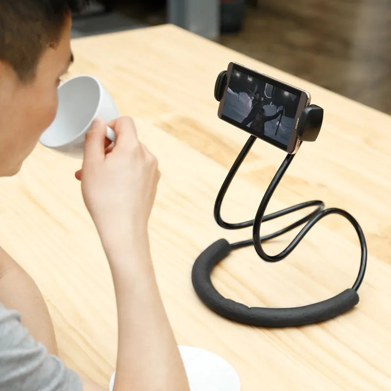 Baseus flexible gooseneck mobile phone holder with shockproof bubble support shown holding a smartphone