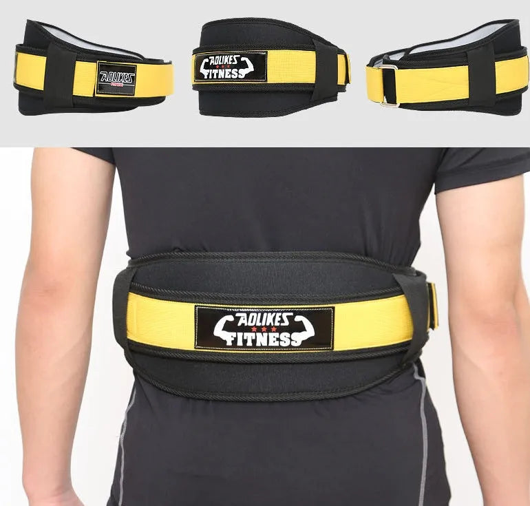 Nylon fitness weightlifting waistband belt in black, red and yellow colour options