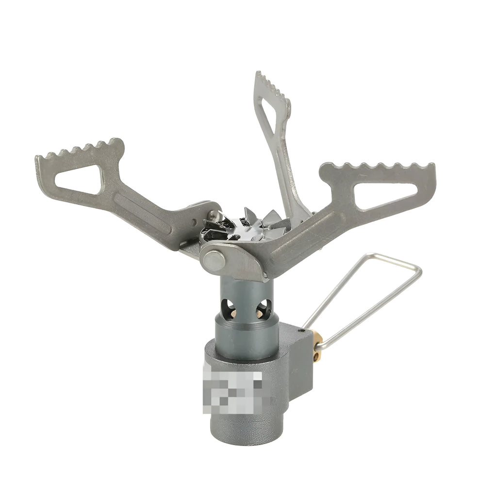 Portable gas camping stove with one-piece furnace design for outdoor use