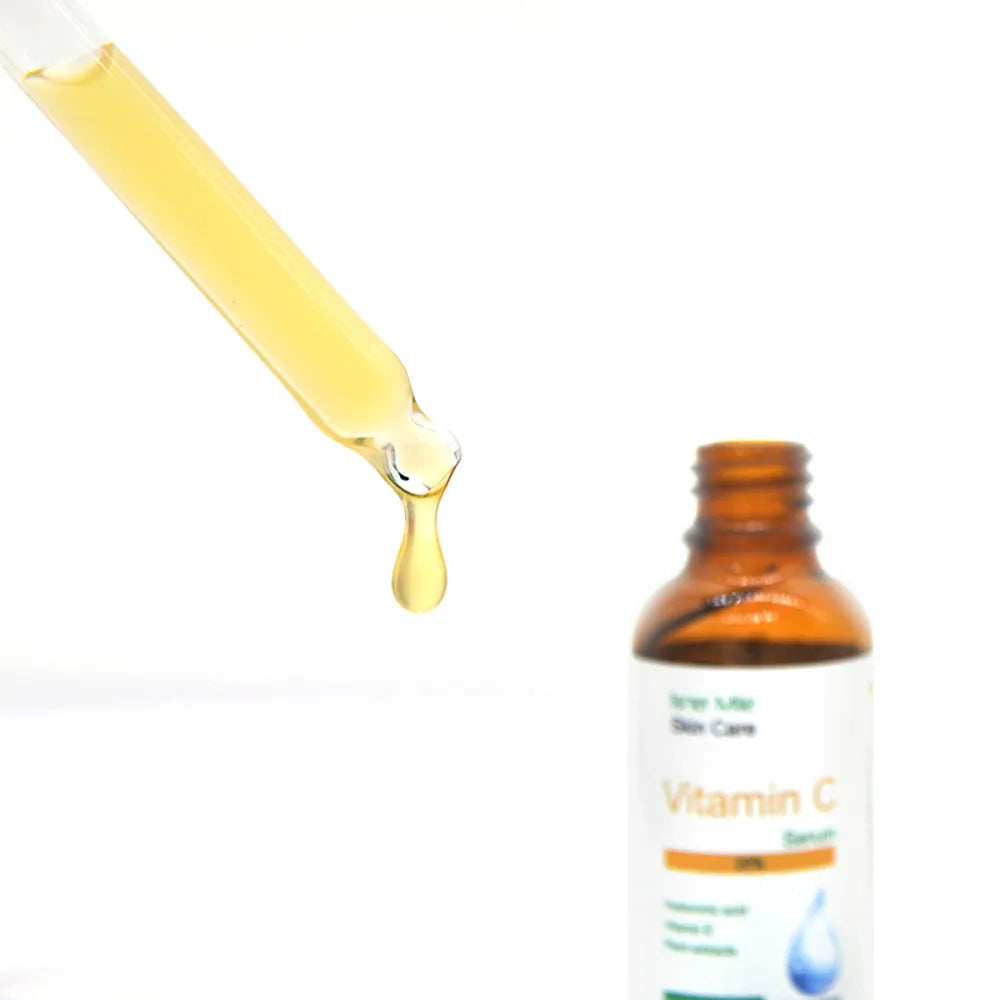 30ml bottle of vitamin C serum essence for skin brightening and firming