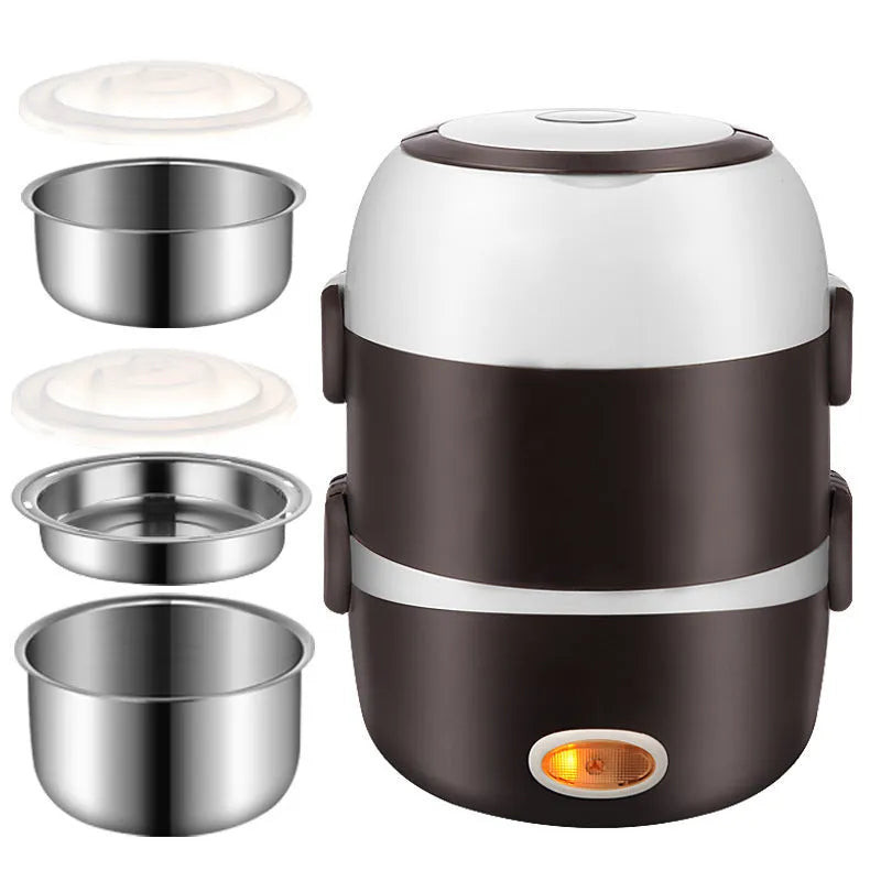 USB-powered thermal lunch box showing 190mm cubic dimensions and heating indicator light